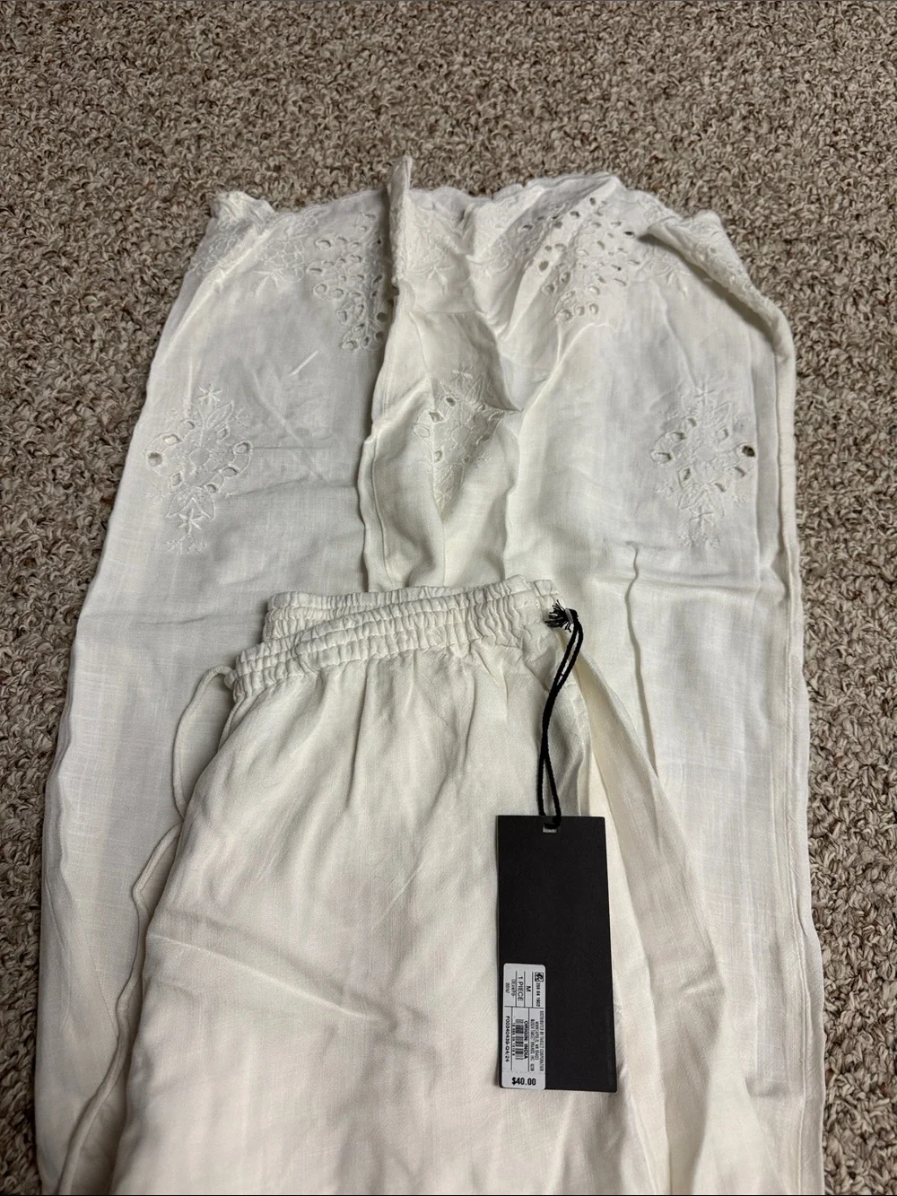 Future Collective White Eyelet Wide-Leg Pants